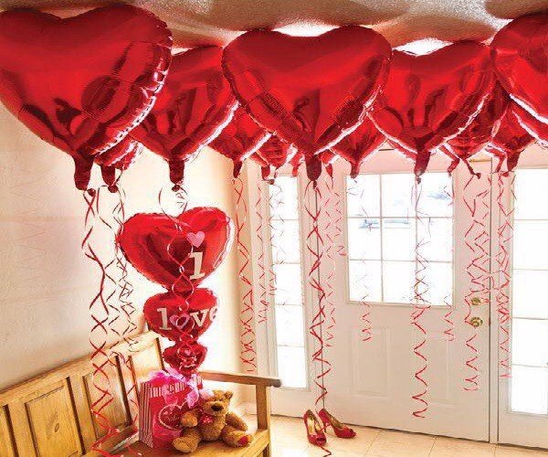 Bộ bong bóng hình trái tim đỏ trang trí Valentine set heart balloons Valentine's day vlt53