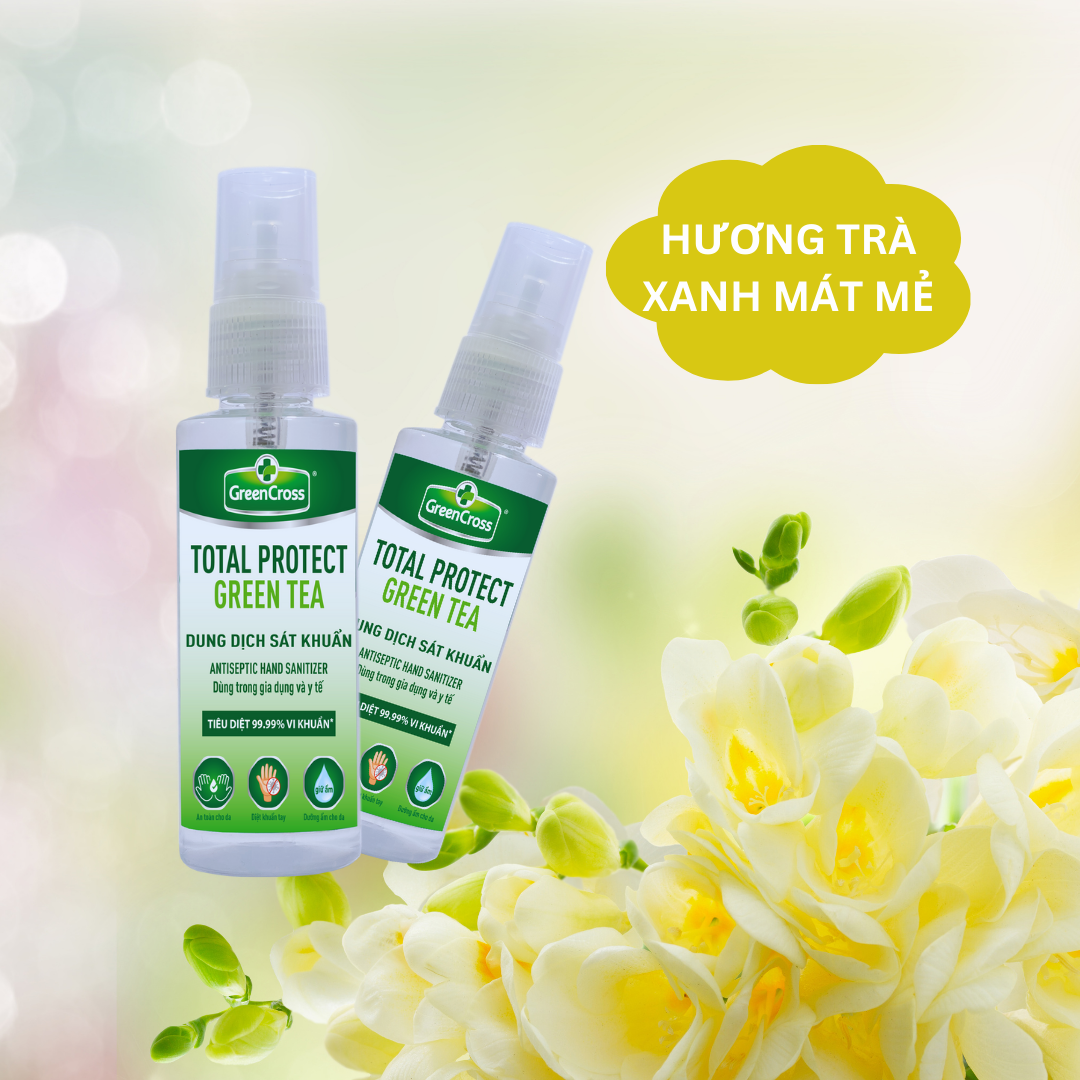 [Combo 6 TẶNG 6] 6 Chai Nước rửa tay kháng khuẩn nhanh Green Cross Total Protect 70ml Dạng Xịt