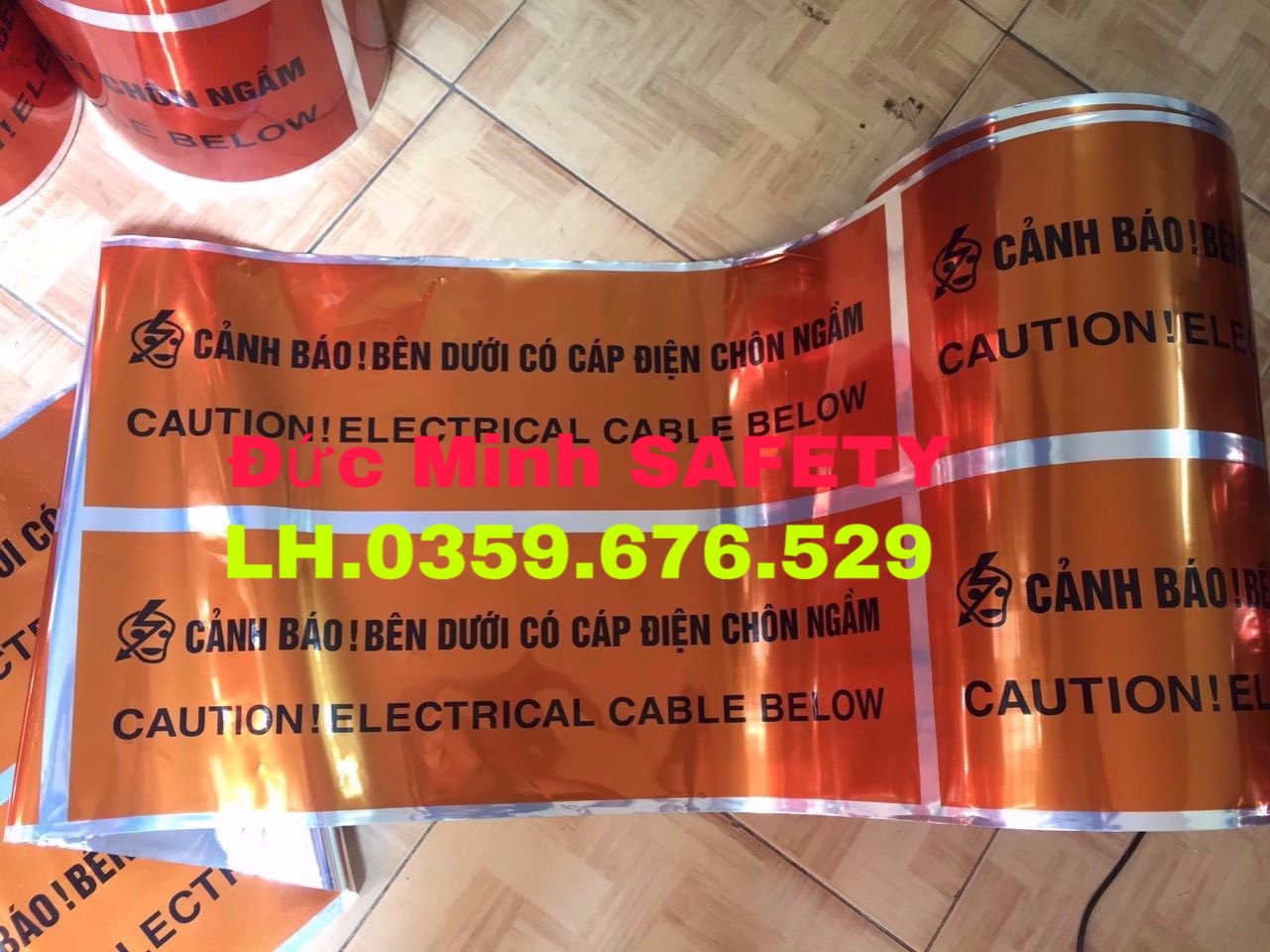 Cuộn băng cảnh báo cáp ngầm điện lực 30cm dài 500 mét
