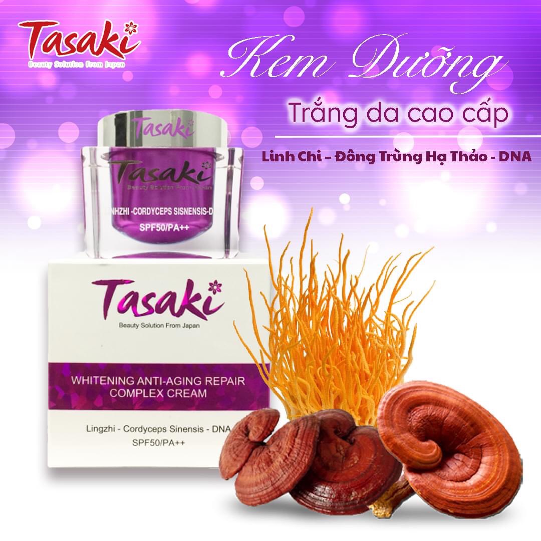 KEM TASAKI TÍM NGỪA LÃO HÓA - XÓA THÂM NÁM - WHITENING ANTI-AGING REPAIR COMPLEX CREAM - LINGZHI - ĐÔNG TRÙNG - DNA