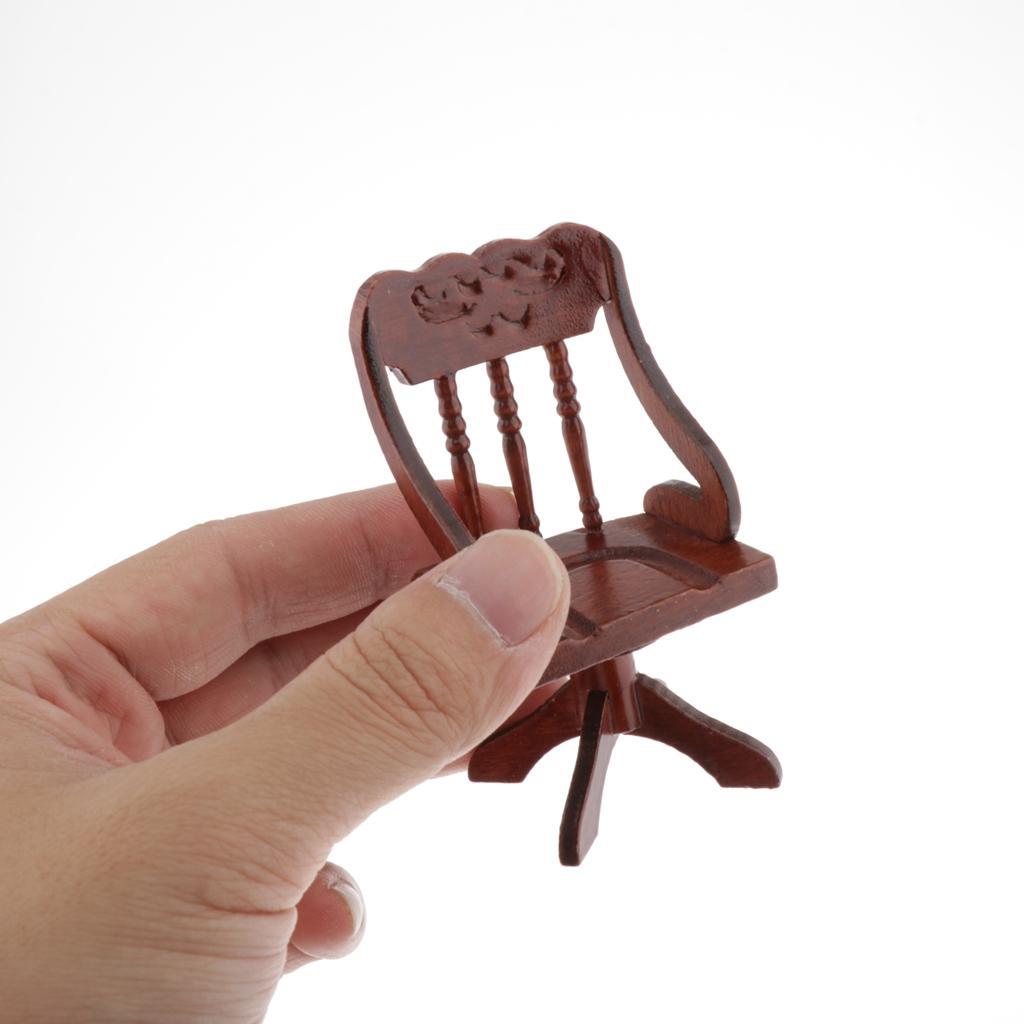 1/12 Dollhouse Miniature Wooden Bedroom Furniture Kit Chair Decor