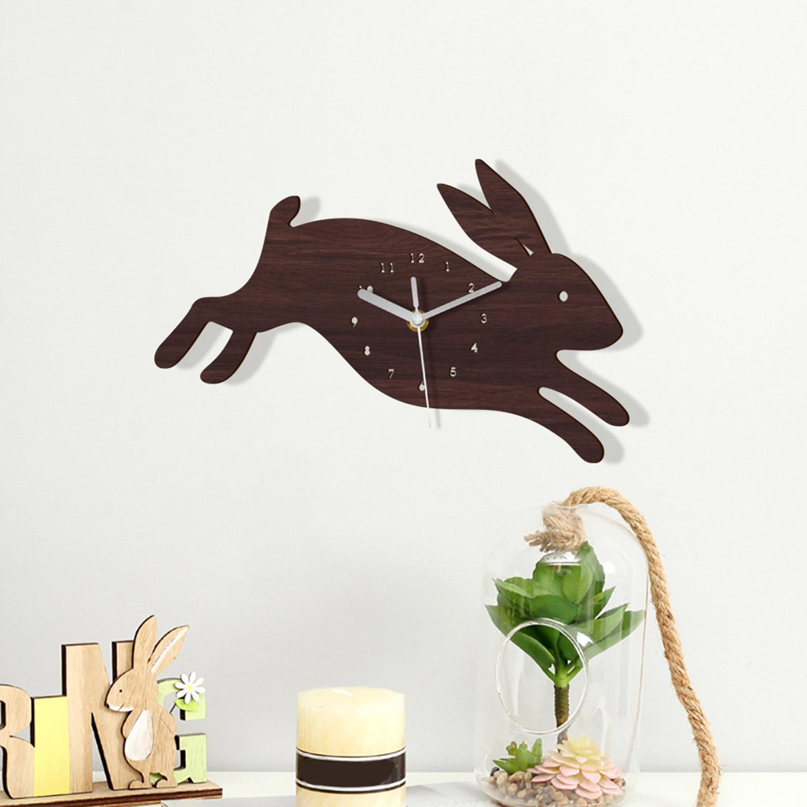 Rabbit Shape Cartoon Wall Clock Non Ticking school Adorable Durable Ornaments for Kids Decoration Nursery Decor