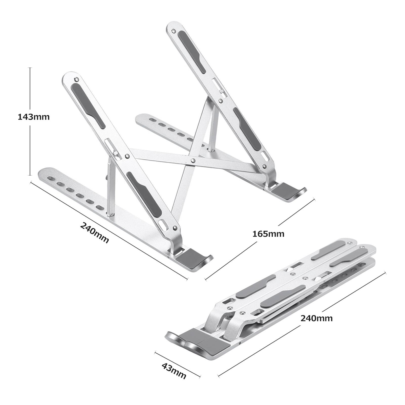 7-gear Adjustable Laptop Stand Portable Folding Aluminum Alloy Non-slip Laptop Tablet Bracket Stable Structure Silver