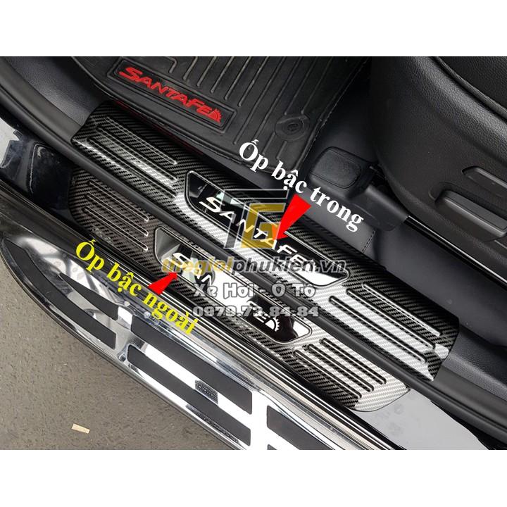 Combo ỐP BẬC CỐP VÀ BẬC CỬA xe Hyundai Santafe 2019-2020 vân Carbon