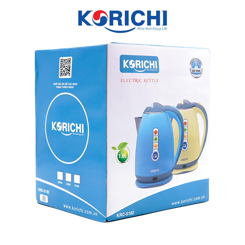 Ấm siêu tốc hai lớp Korichi - KRC-5182 - 1.8L 1500W - Bảo hành 12 tháng - Hàng chính hãng