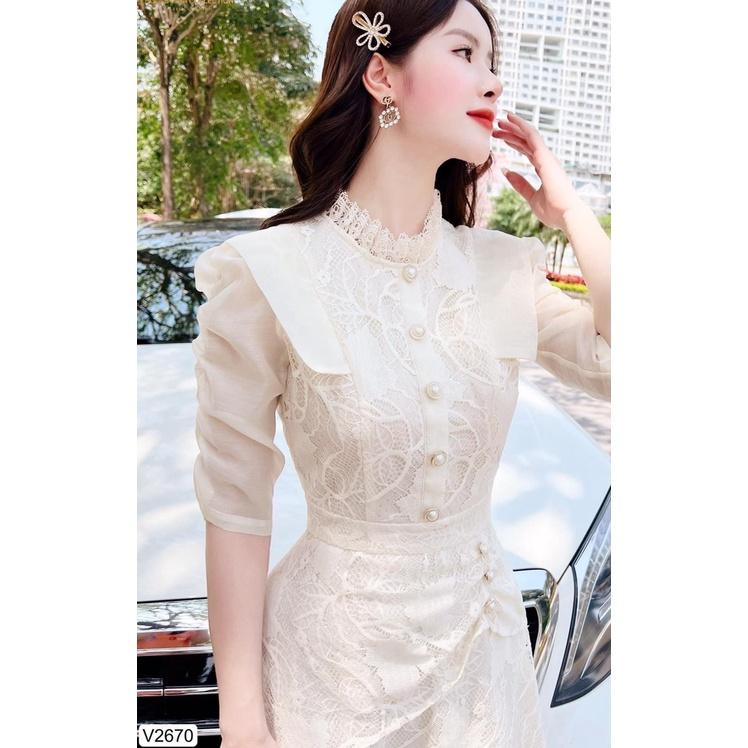 Đầm Thiết Kế Celia Dress Chất Liệu Vải Ren Cao Cấp Phối Tơ Đính Cúc Ngọc - Váy Thiết Kế Thanh Lịch Trẻ Trung