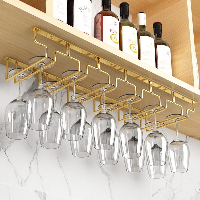Giá Treo Ly Rượu Inox Mạ Vàng Quầy Bar 9-12 Ly Cao Cấp - Hàng Nhập Khẩu