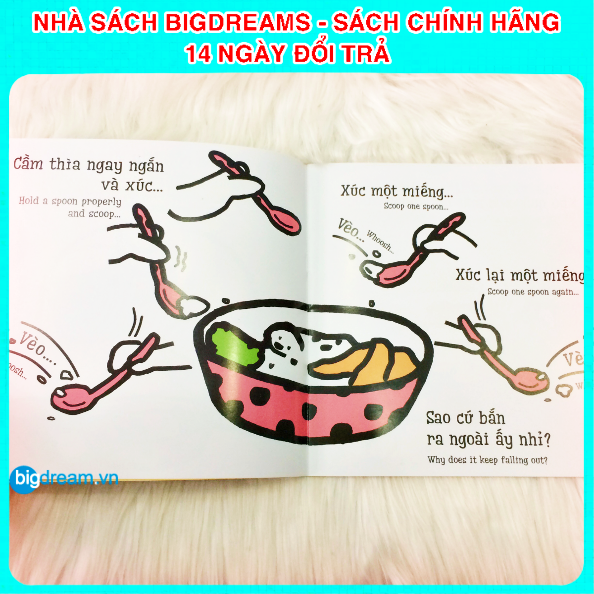 BẢN MỚI SONG NGỮ Miu Miu Tự Lập - Xúc Cơm Ăn Ehon Kĩ Năng Sống Cho Bé 1-6 Tuổi Miu miu hiểu chuyện Miu bé nhỏ