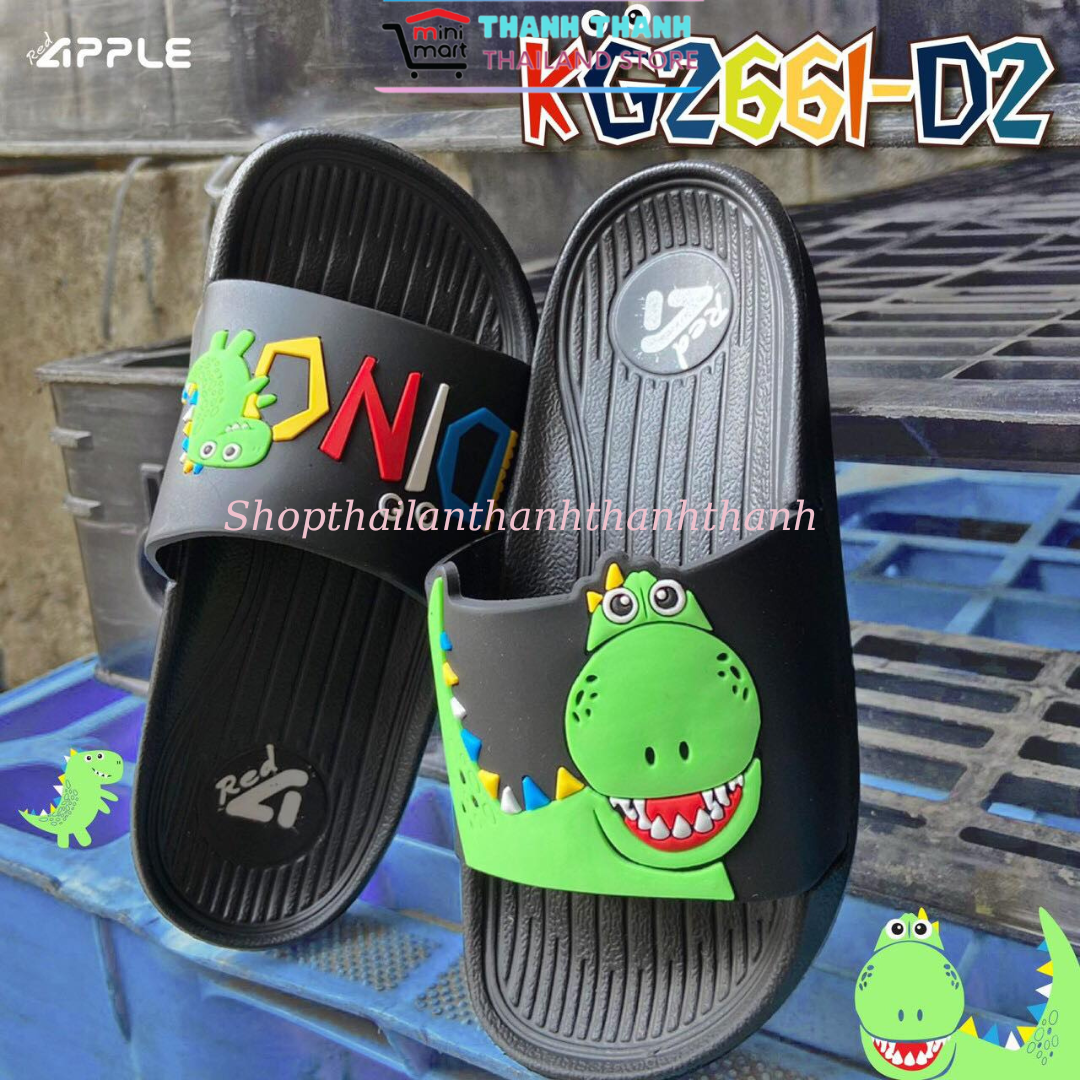 Dép quai ngang bé trai RED APPLE THÁI LAN KG 2661 hình khủng long