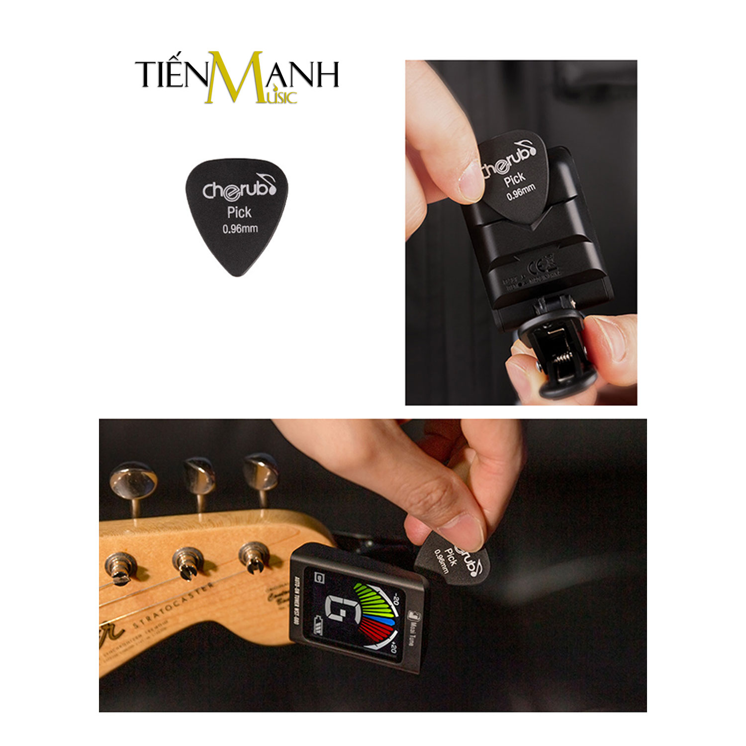 [Pin Sạc] Máy Lên Dây Đàn Guitar, Ukulele, Violin Cherub WST-680 Chỉnh âm Bass, Chromatic Auto-on Tuner WST680 Tuning Acoustic WST 680 Hàng Chính Hãng - Kèm Móng Gẩy DreamMaker