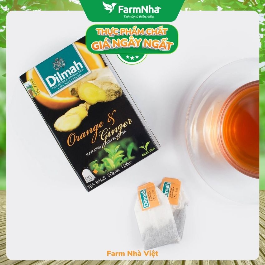 Trà Dilmah Orange & Ginger Vị Cam Gừng túi lọc 30g 20 túi x 1.5g - Tinh hoa trà Sri Lanka
