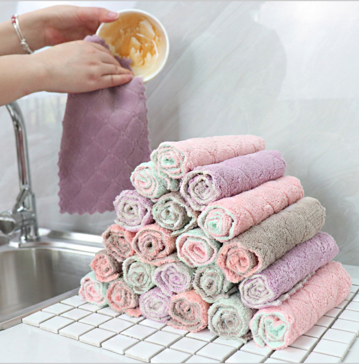 Combo 3 Khăn lau bát đĩa, dụng cụ nhà bếp siêu thấm hút nước, hình chữ nhật không VIỀN - giao màu ngẫu nhiên