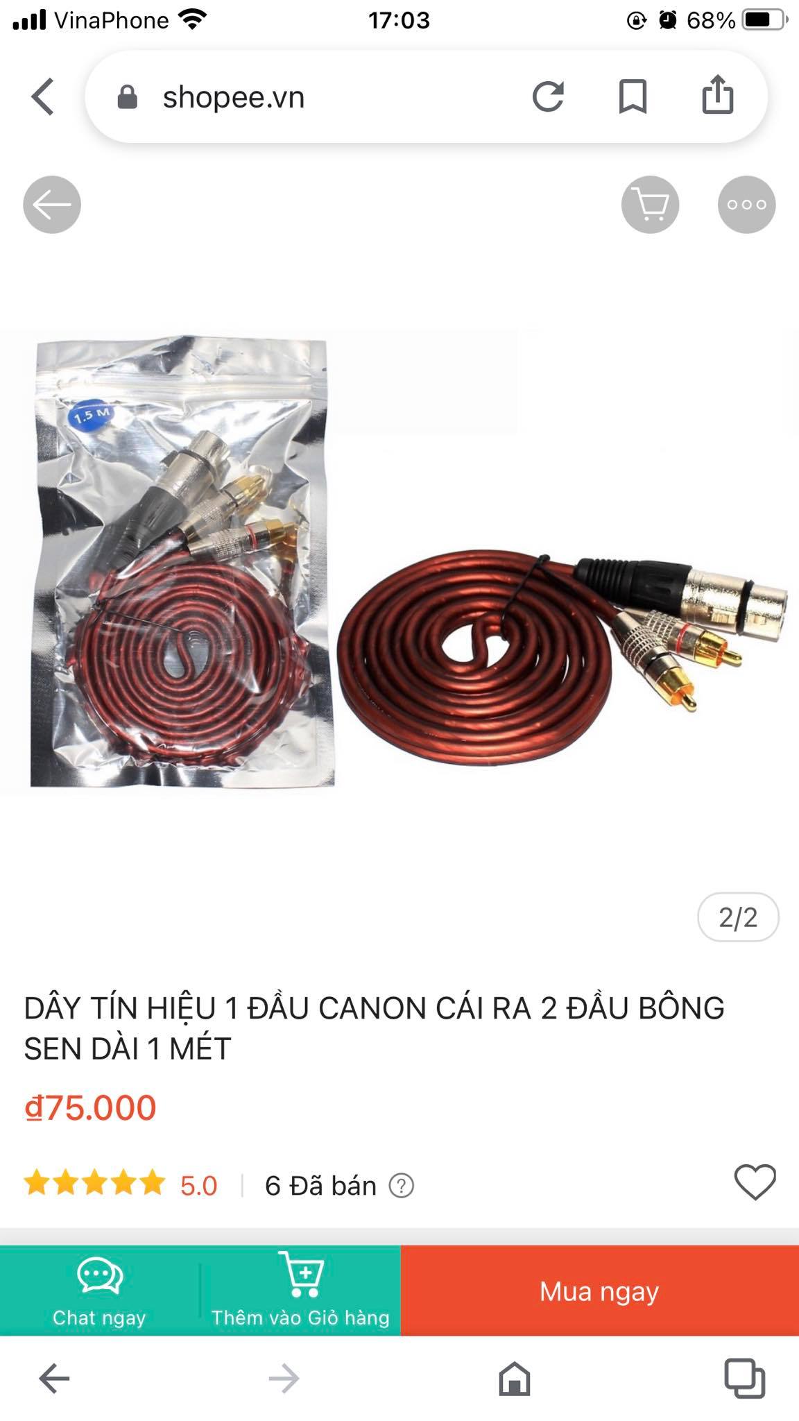 DÂY TÍN HIỆU 1 ĐẦU CANON CÁI RA 2 ĐẦU BÔNG SEN DÀI 1,5 MÉT