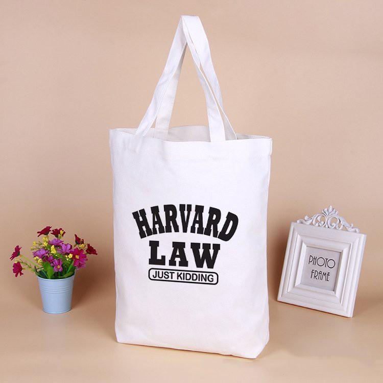 Túi tote vải canvas unisex in chữ Havard Law cá tính