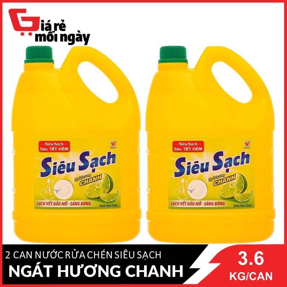 Combo 2 Nước Rửa Chén Siêu Sạch Ngát Hương Trà Xanh 3.6Kg/Canx2