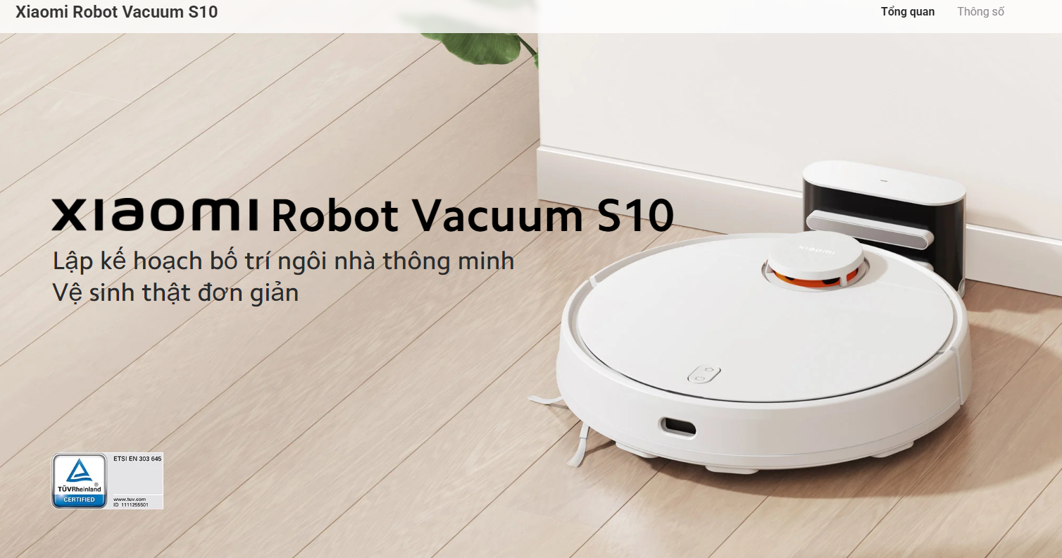 Robot hút bụi lau nhà Xiaomi Robot Vacuum S10 EU Bản quốc tế - Hàng chính hãng