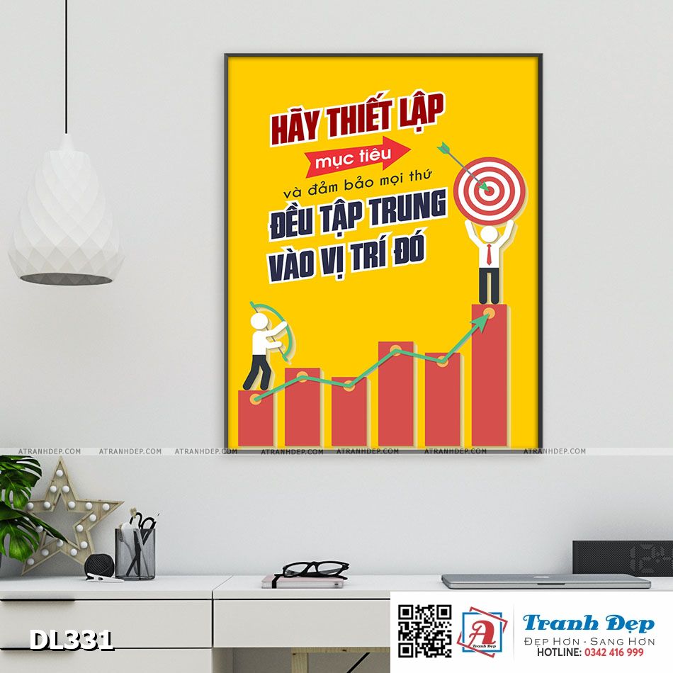 Tranh động lực trang trí phòng làm việc - Hãy thiết lập mục tiêu và đảm bảo mọi thứ đều tập trung vào vị trí đó - DL331