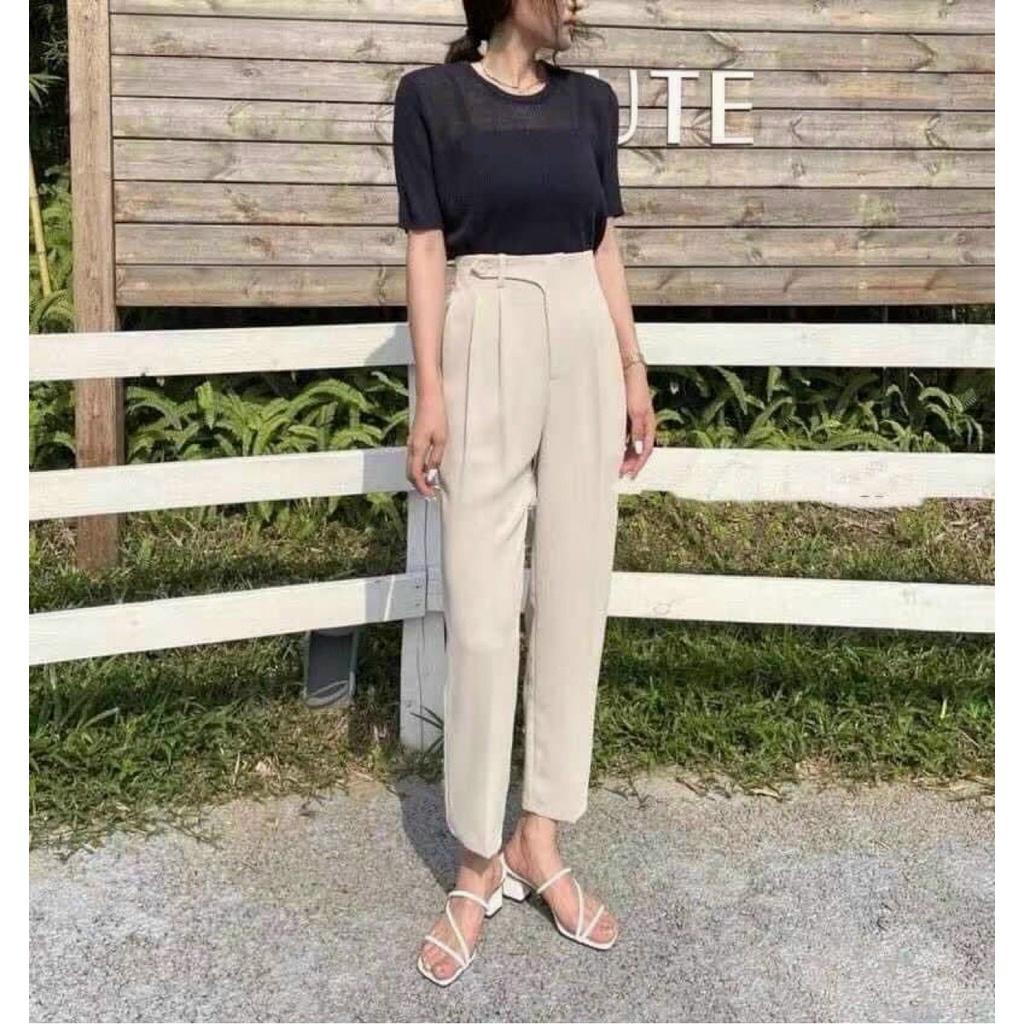 Quần tây nữ lưng cao baggy DOLOXI lưng thun công sở đi chơi đi học Q1111