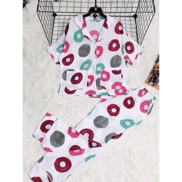 Bộ pijama họa tiết tròn lập thể sang chảnh size dưới 60kg