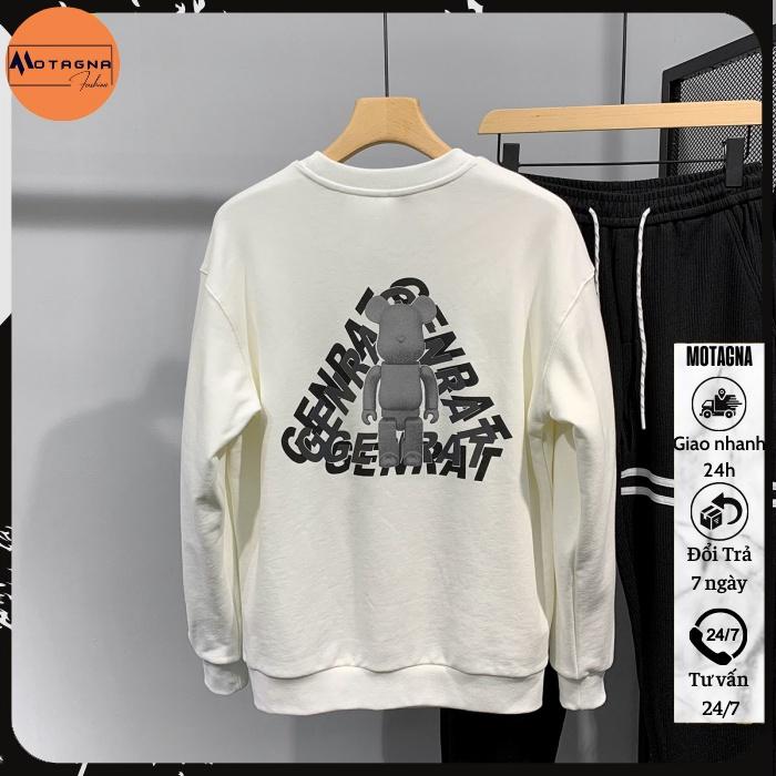 Áo nỉ dài tay chất đẹp, Áo sweater nam cổ tròn hiện đại in GENRAT cool ngầu mã NZ801