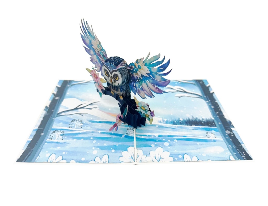 A56 -  Thiệp 3D Chim Cú Đêm Sải Cánh – Pop Up  Card Viethands Giftshop