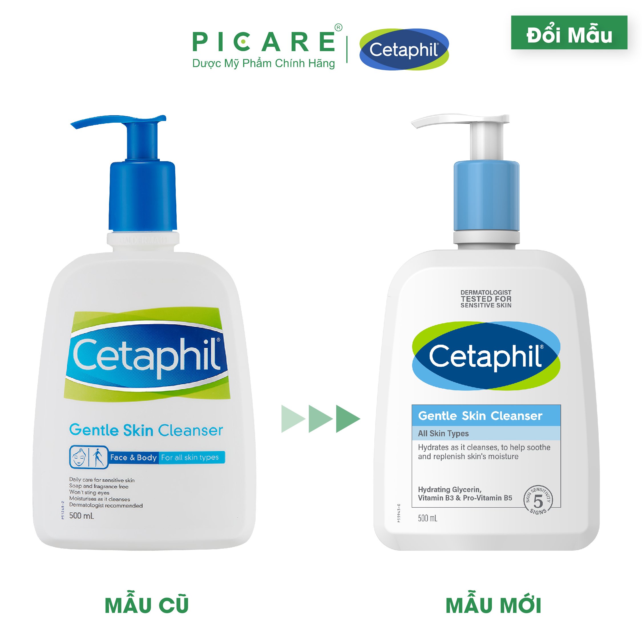 Sữa rửa mặt dịu lành cho da nhạy cảm Cetaphil Gentle Skin Cleanser 500ml
