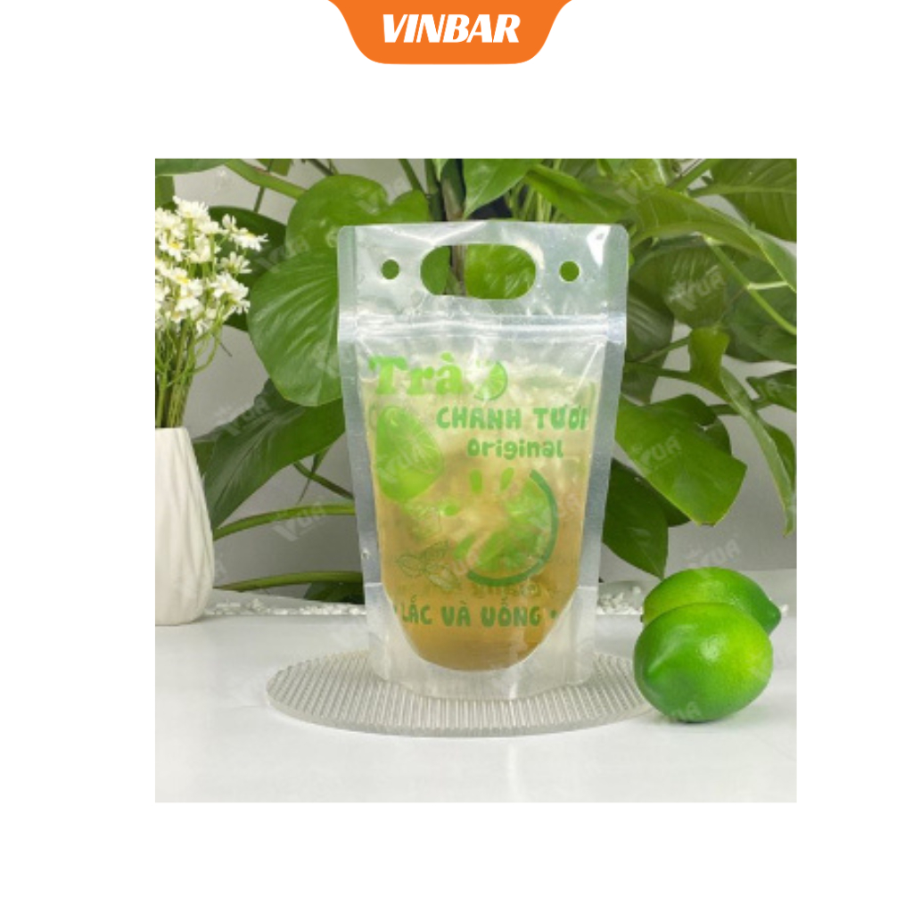 TÚI ZIP ĐỰNG TRÀ CHANH IN 1 MÀU 500ML SIZE 15 x 22 cm ( 1KG KHOẢNG 105 CÁI )