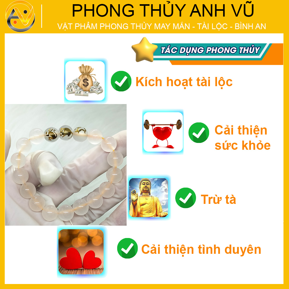 Vòng tay mã não trắng tam hợp thân tý thìn đã khai quang - size 8 10ly cho nữ - may mắn tài lộc - Vòng Tam Hợp Anh Vũ