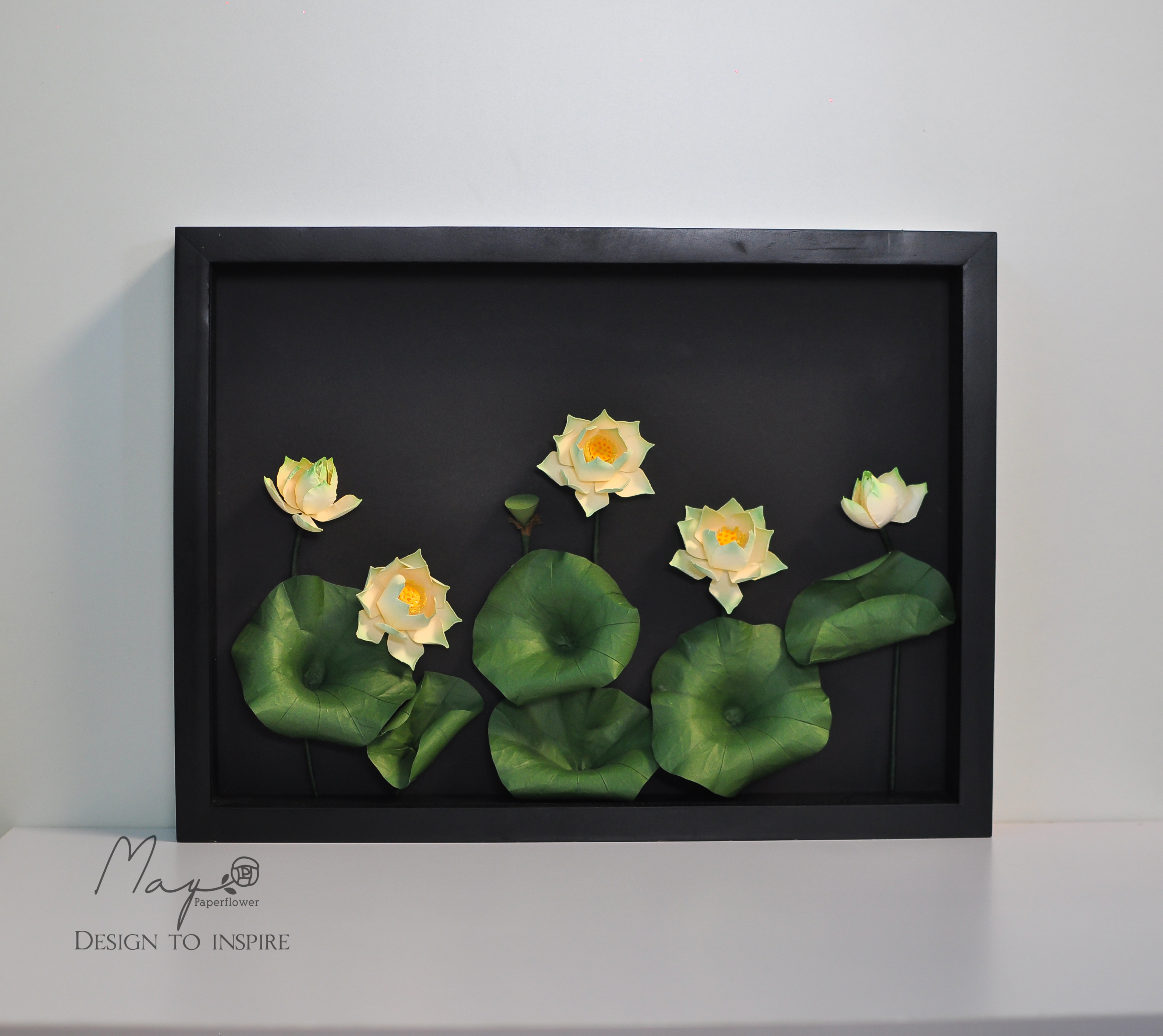 Tranh hoa giấy handmade trang trí cao cấp VIETNAM LOTUS 30x40cm - Maypaperflower Hoa giấy nghệ thuật