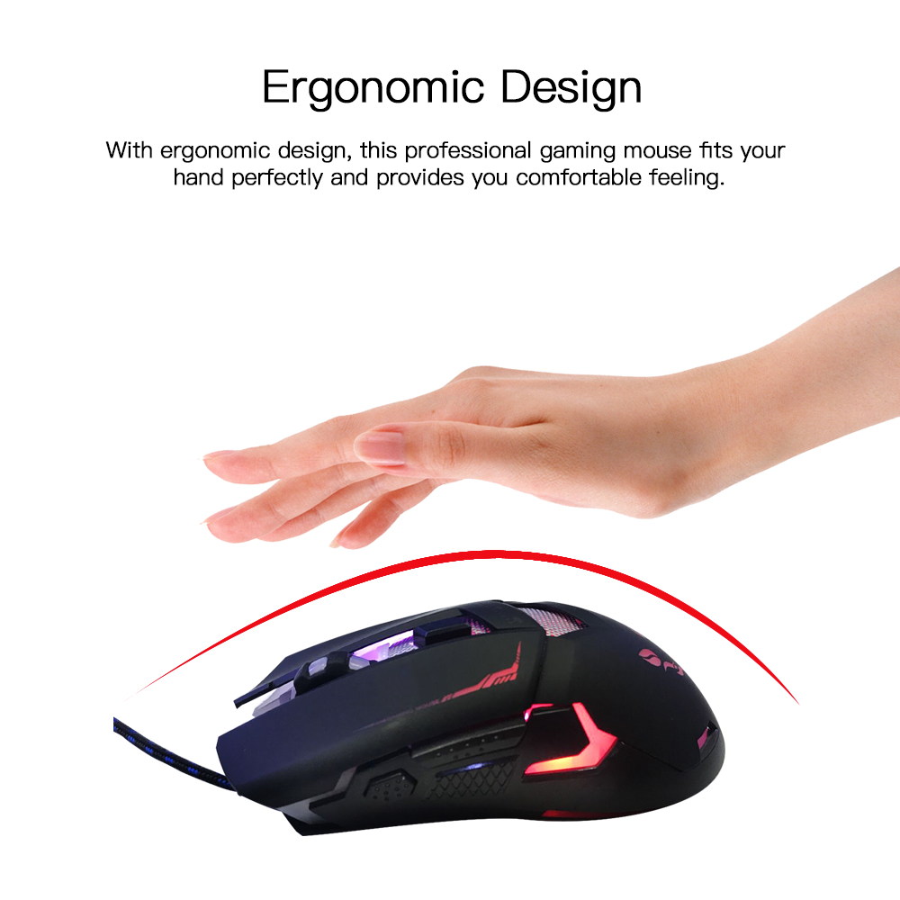 Chuột Chơi Game Có Dây RGb USB Với Tiếng Ồn Thấp, Màu Đen Và Vàng