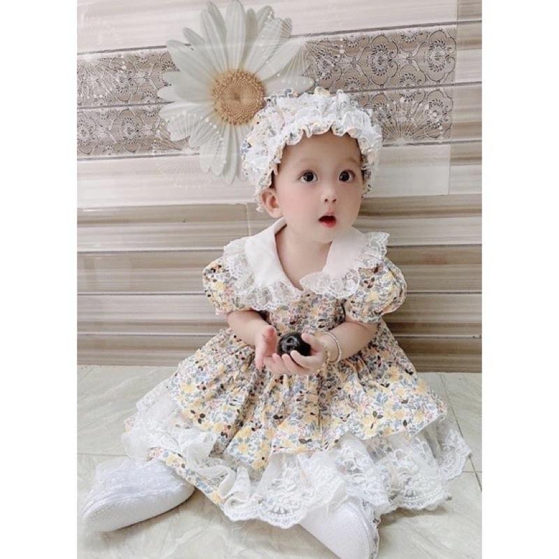 Váy bé gái công chúa Lolita +TẶNG TURBANLINA KIDS - - LOLITA HOA VÀNG váy sinh nhật - thôi nôi cho bé gái
