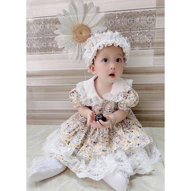 váy bé gái công chúa Lolita +TẶNG TURBANLINA KIDS - - LOLITA HOA VÀNG váy sinh nhật - thôi nôi cho bé gái