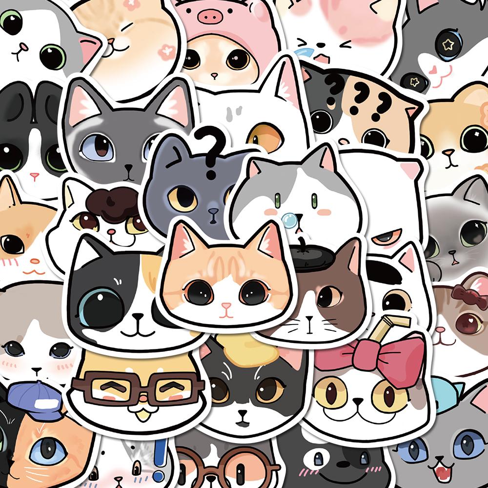 Sticker mèo cute hoạt hình cute trang trí mũ bảo hiểm,guitar,ukulele,điện thoại,sổ tay,laptop-mẫu S31