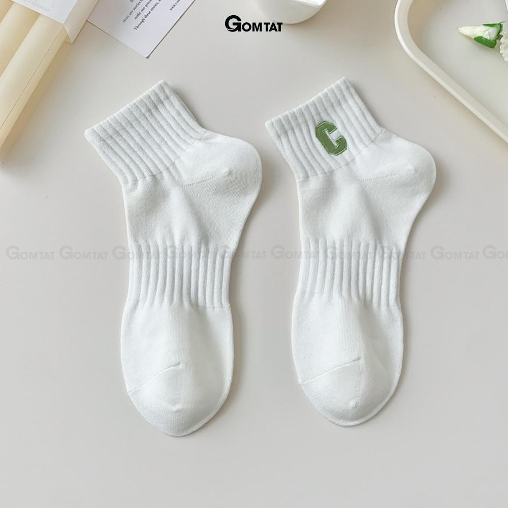 Tất vớ nữ cổ ngắn cao cấp GOMTAT mẫu chữ C, chất liệu cotton mềm mại, thấm hút, thoáng khí - PO-CONGAN-C-3014-1DOI