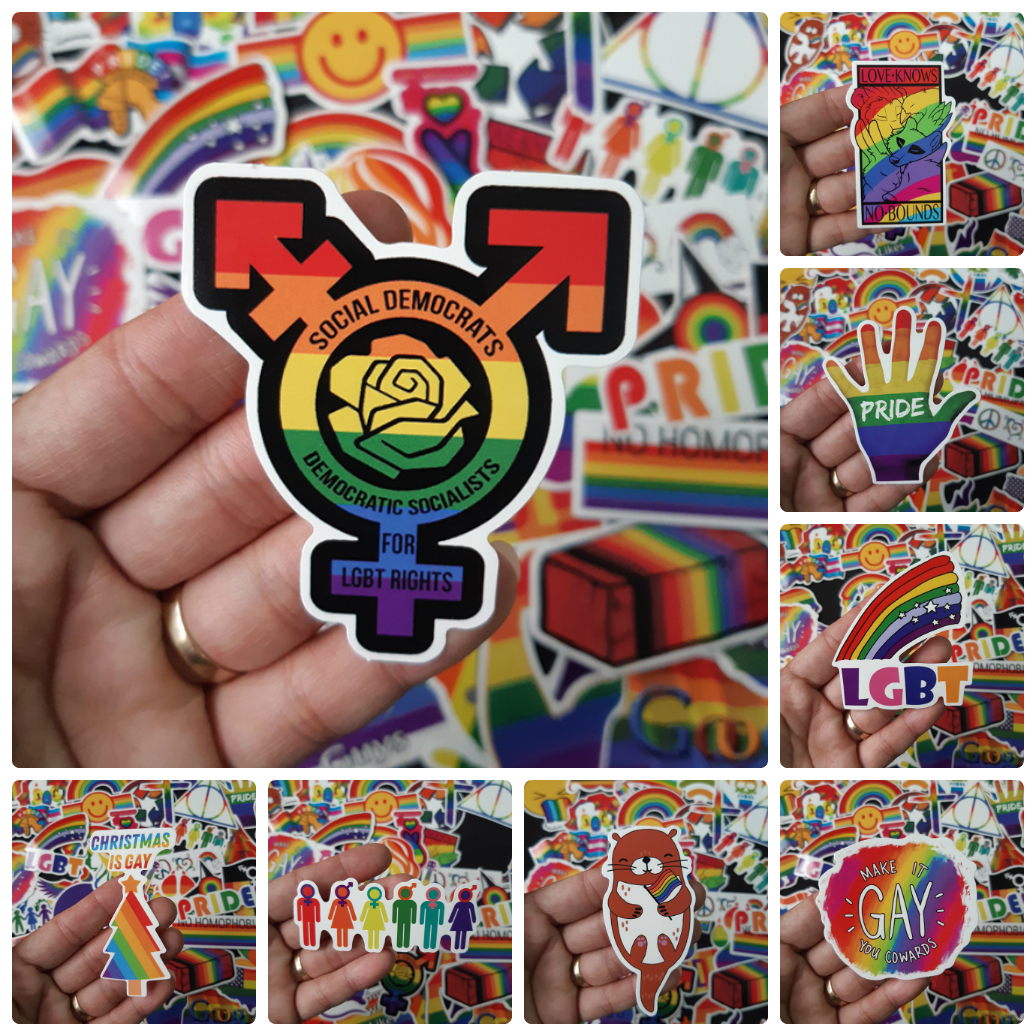 Bộ Sticker dán cao cấp chủ đề CẦU VỒNG LGBT - Dùng dán Xe, dán mũ bảo hiểm, dán Laptop, dán đàn