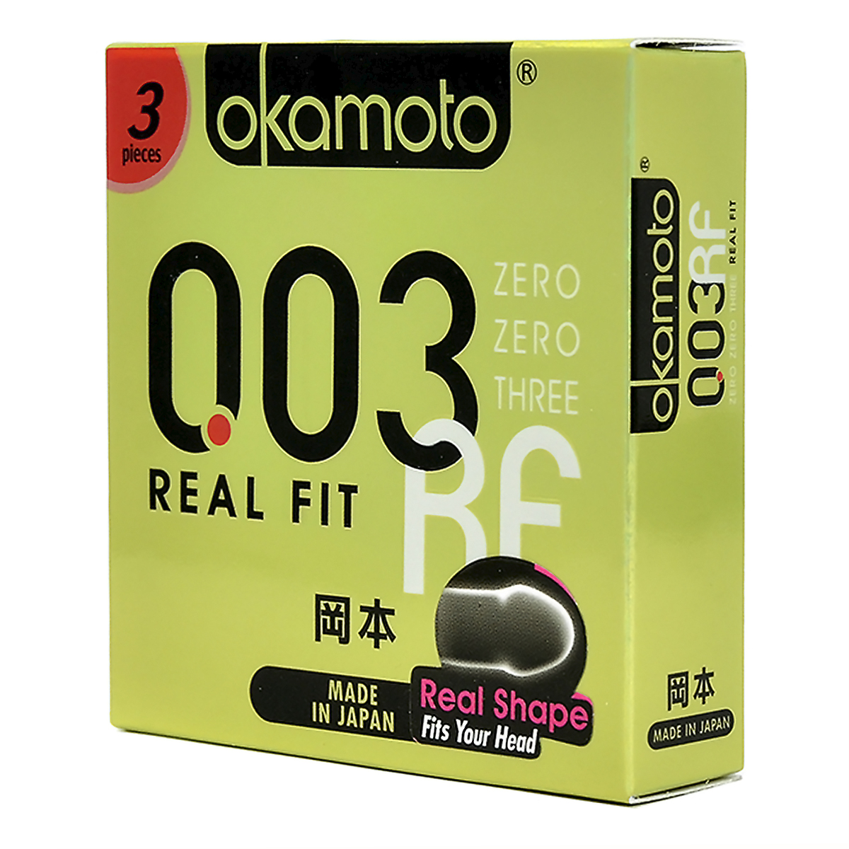 Bao cao su Okamoto 0.03 Real Fit Mỏng Ôm Sát Hộp 3 cái + Tặng 1 hộp cùng loại