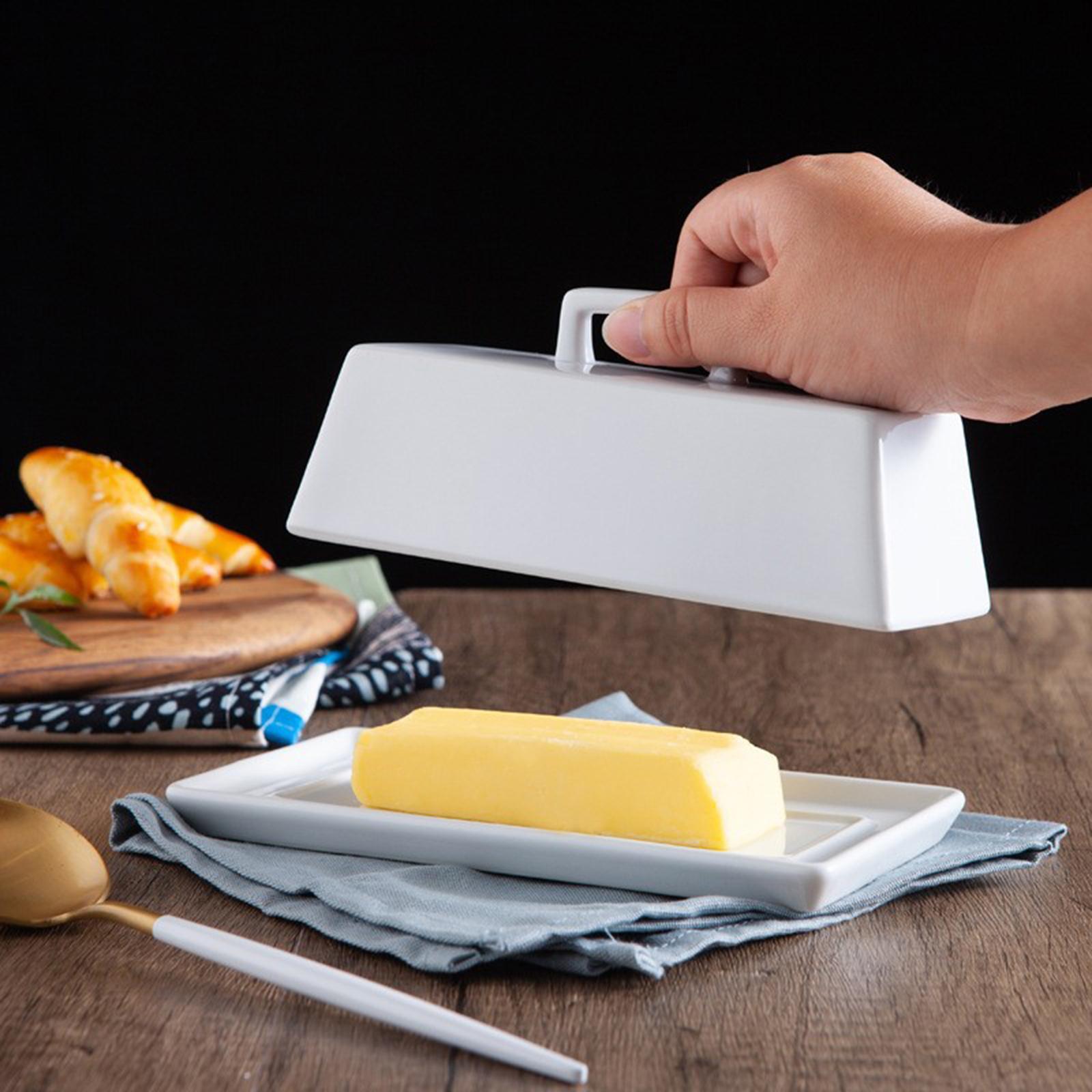Ceramic Container Porcelain Kitchen Covered Butter Dish for Fridge Counter