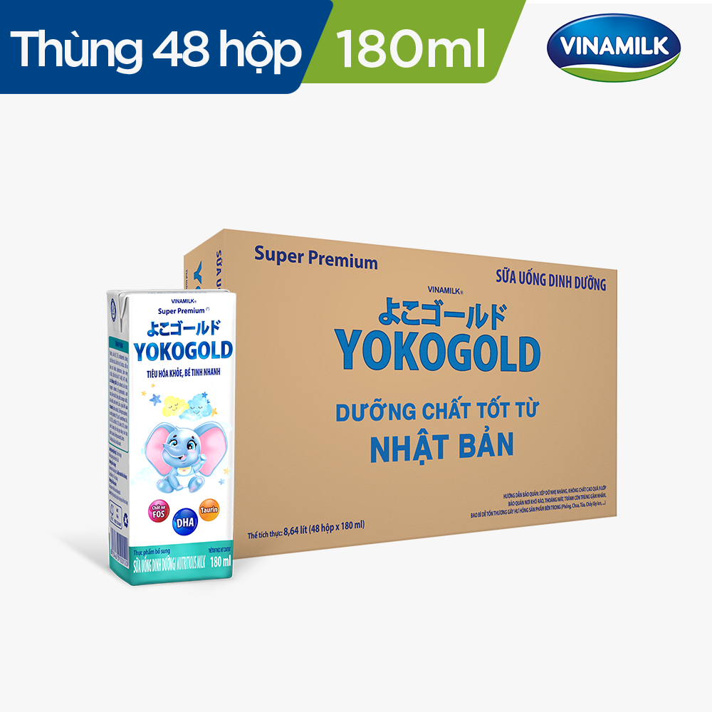 Thùng 48 hộp sữa YOKOGOLD pha sẵn 180ml