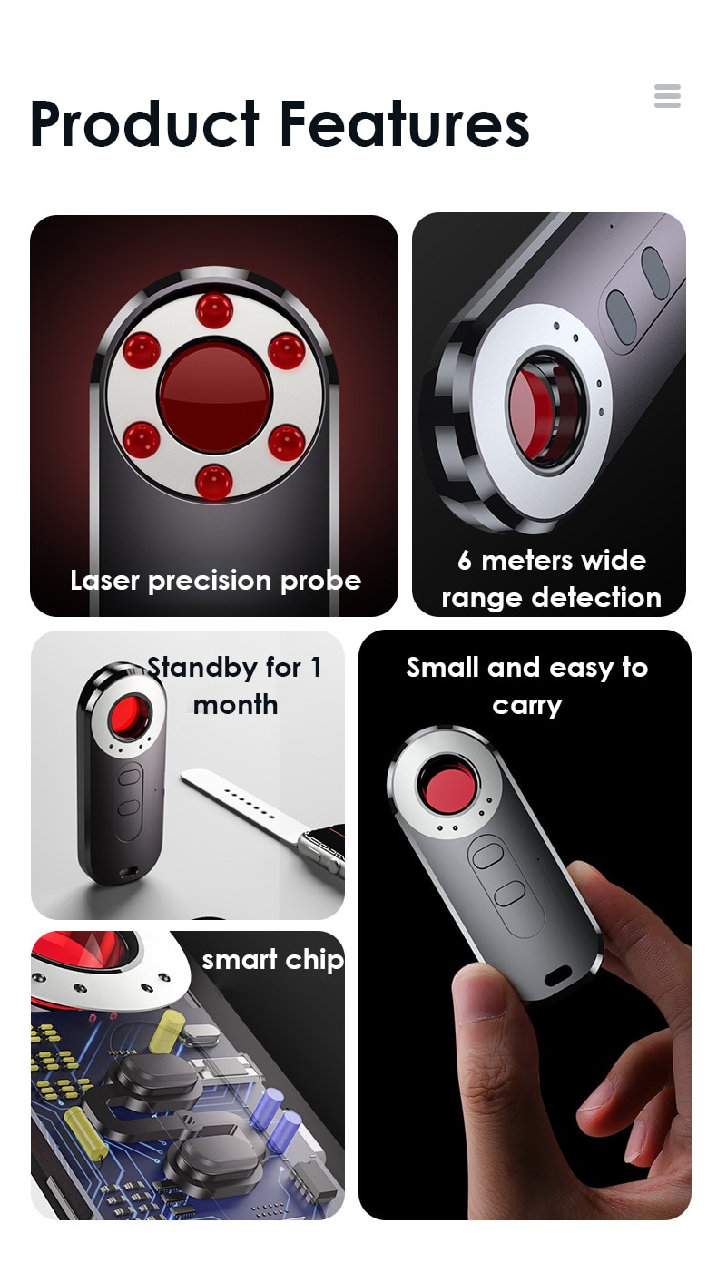 Máy dò tín hiệu chống theo dõi Detector Multi-function Anti Mini Bug Audio SPY-Camera AK400
