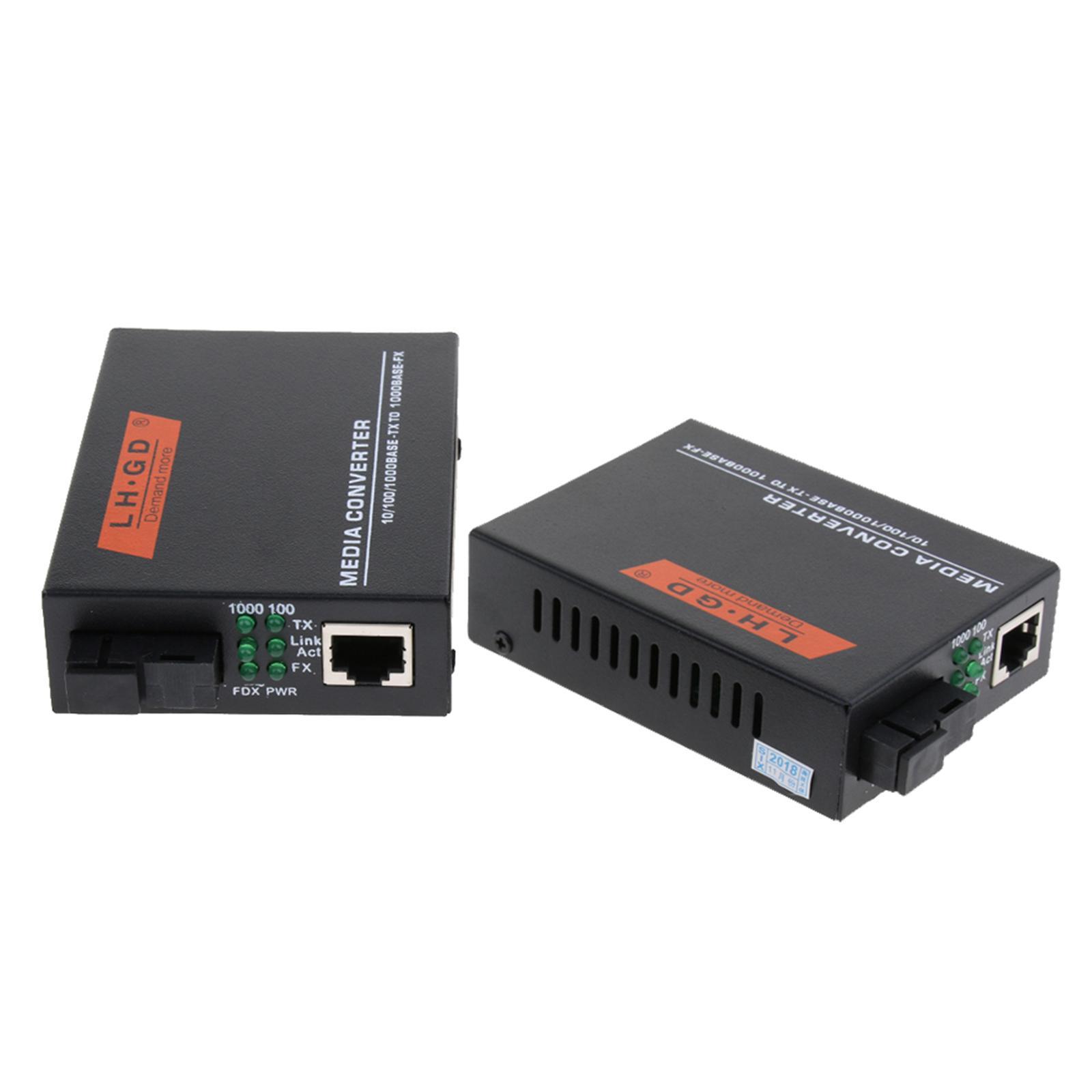 2pcs 1000M External Ethernet Media Converter Single Mode Fiber