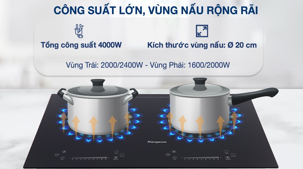 Bếp từ đôi lắp âm Kangaroo KG855i - Hàng chính hãng