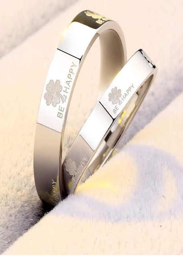 Nhẫn cặp inox may mắn be happy NC83 không đen rỉ