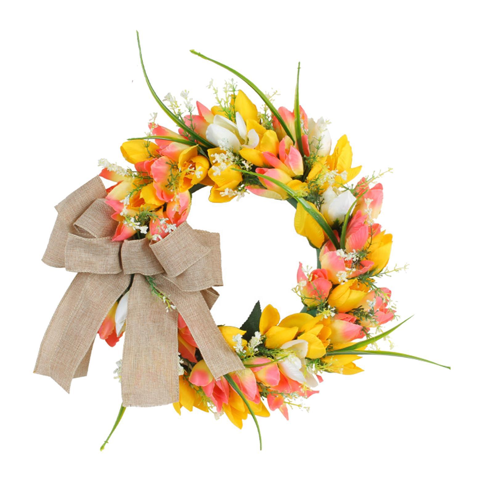 Artificial Flower Wreath Pendant Farmhouse Garland for Housewarming Holiday