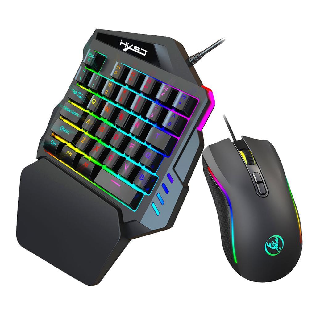 Mini -Handed Gaming Keyboard Mouse Combo USB Wired Game 35 Keys Accessory