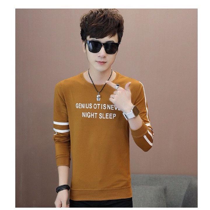Áo thun tay dài nam nữ phong cách hàn quốc vải thun cotton mềm mịn mặc mát cổ và tay áo may bo