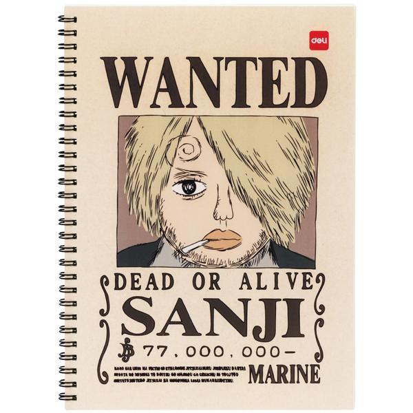 Sổ Lò Xo B5 Kẻ Ngang - 60 Trang 70gsm One Piece - Deli EN004 - Sanji