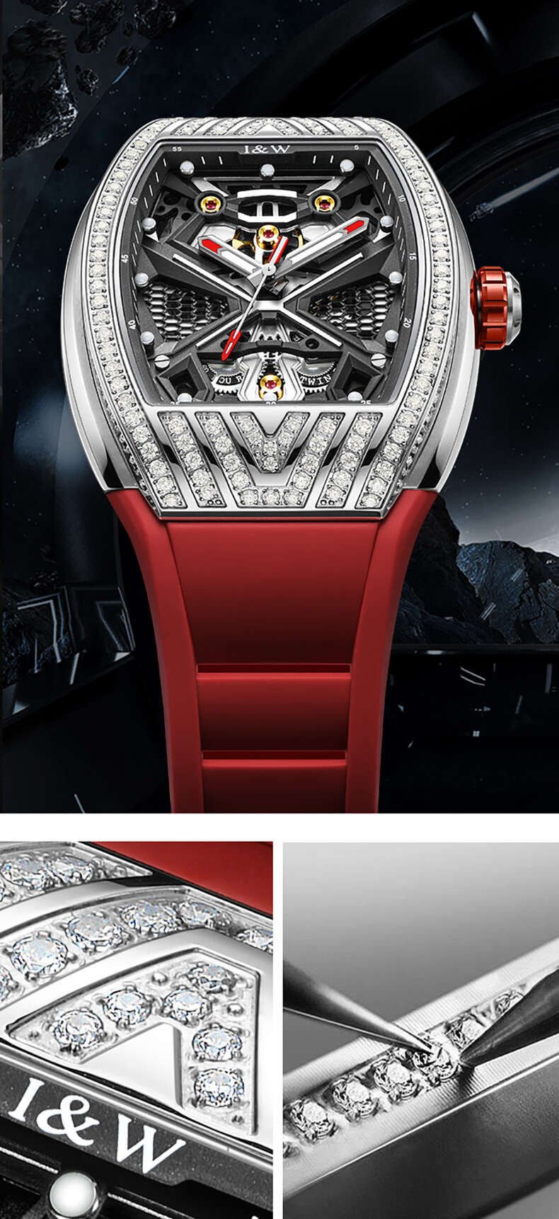 Đồng hồ nam chính hãng IW Carnival IW760G-3 Kính sapphire chống xước,Chống nước 50m,BH24 tháng,máy Automatic ( cơ) ,dây cao su chính hãng chống nước tuyệt đối,vỏ thép không gỉ bền bỉ