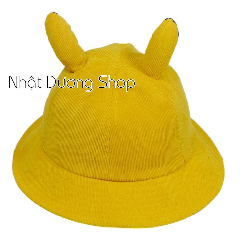 Mũ rộng vành trẻ em hình Pikachu dễ thương - Vàng chất liệu vải nhung cao cấp rất đẹp cho bé