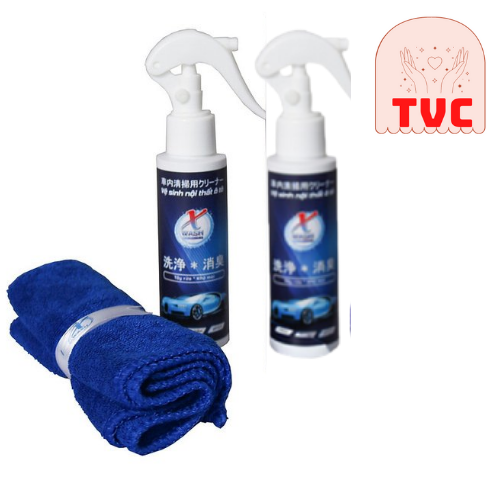 Combo 2 chai Xwash For Car 100ml - Vệ sinh không hóa chất, giúp sạch sẽ ô tô Tặng Kèm Khăn Lau Xe