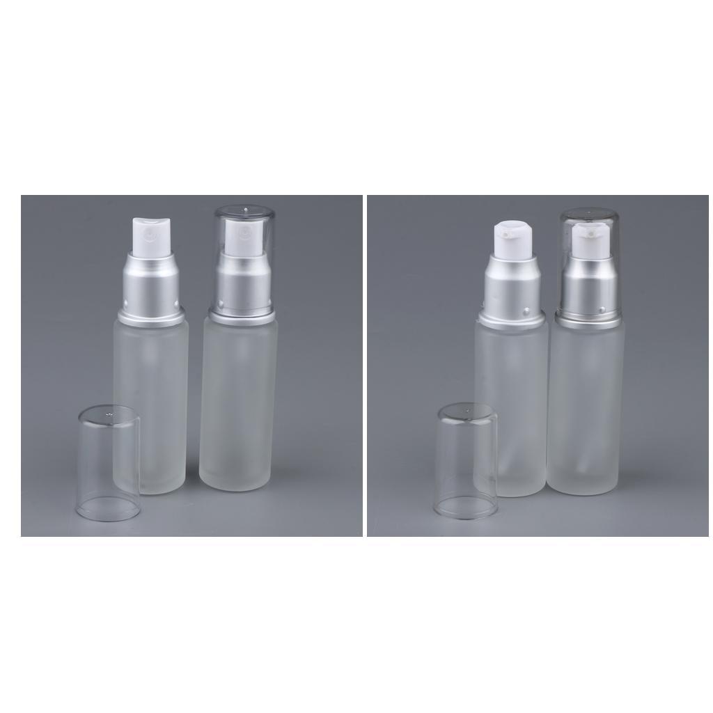 Pack Of 4 Empty Glass Lotion Cream Pump Container & Bottle Travel